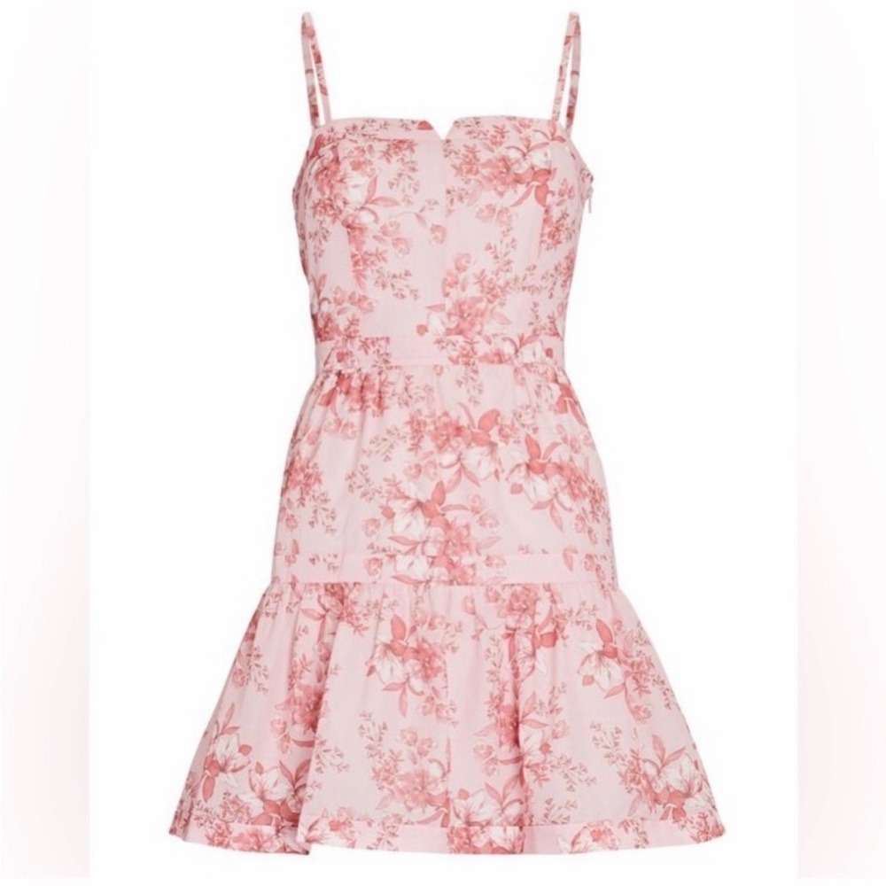Intermix Pink Floral Silk Blend Babydoll Mini Dress Cottagecore Size 10 Romantic - Picture 3 of 16